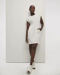 Extended-Sleeve Crew-Neck Dress with Pockets