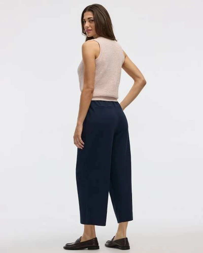 Wide-Leg Cropped Piqué Pant