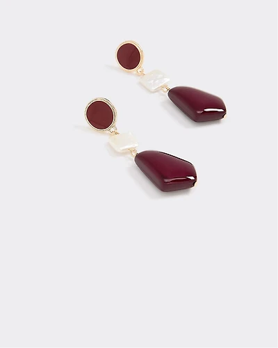 Stud Earrings with Pearl and Acrylic Pendants