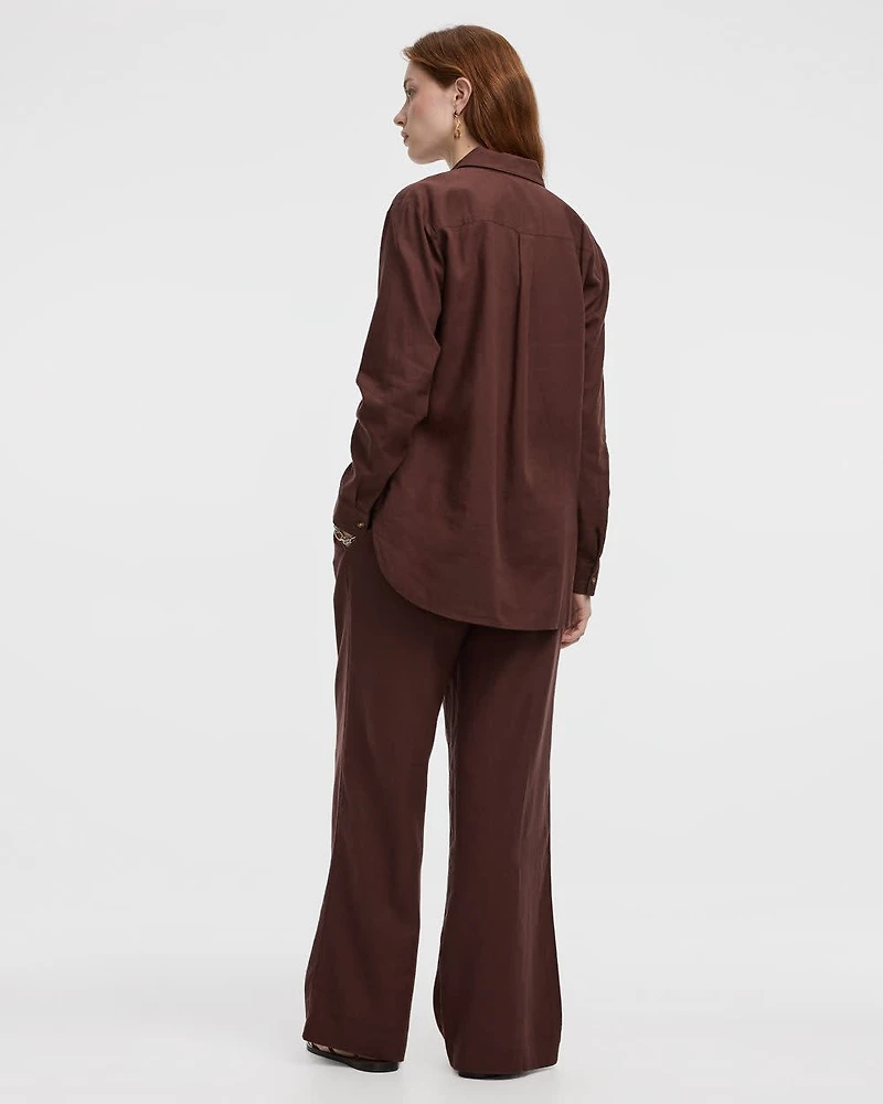 Chemise en mélange de lin à manches longues