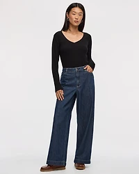 Jean à jambe large et taille haute