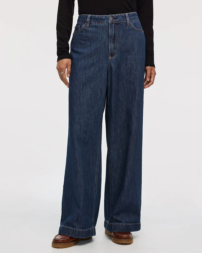 Jean à jambe large et taille haute