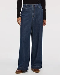Jean à jambe large et taille haute