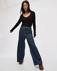 Jean à jambe large et taille haute