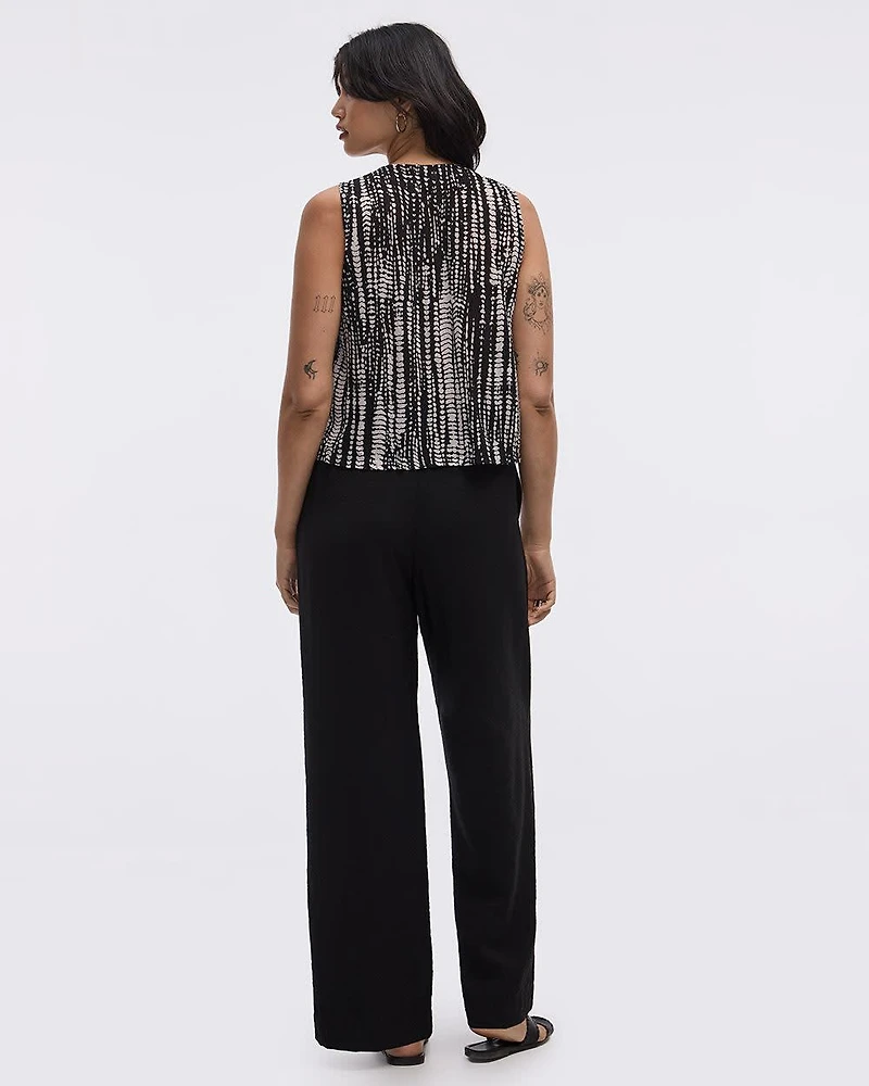 Crew-Neck Tank Crinkle-Knit