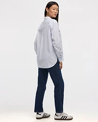 Striped Long-Sleeve Poplin Shirt with Chest Pocket