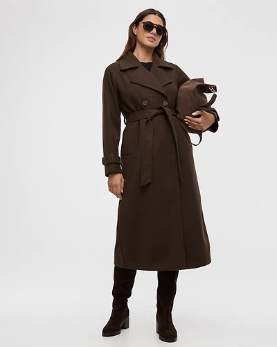 Faux-Wool Trench Coat