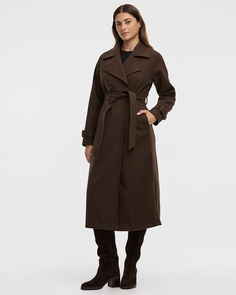 Faux-Wool Trench Coat