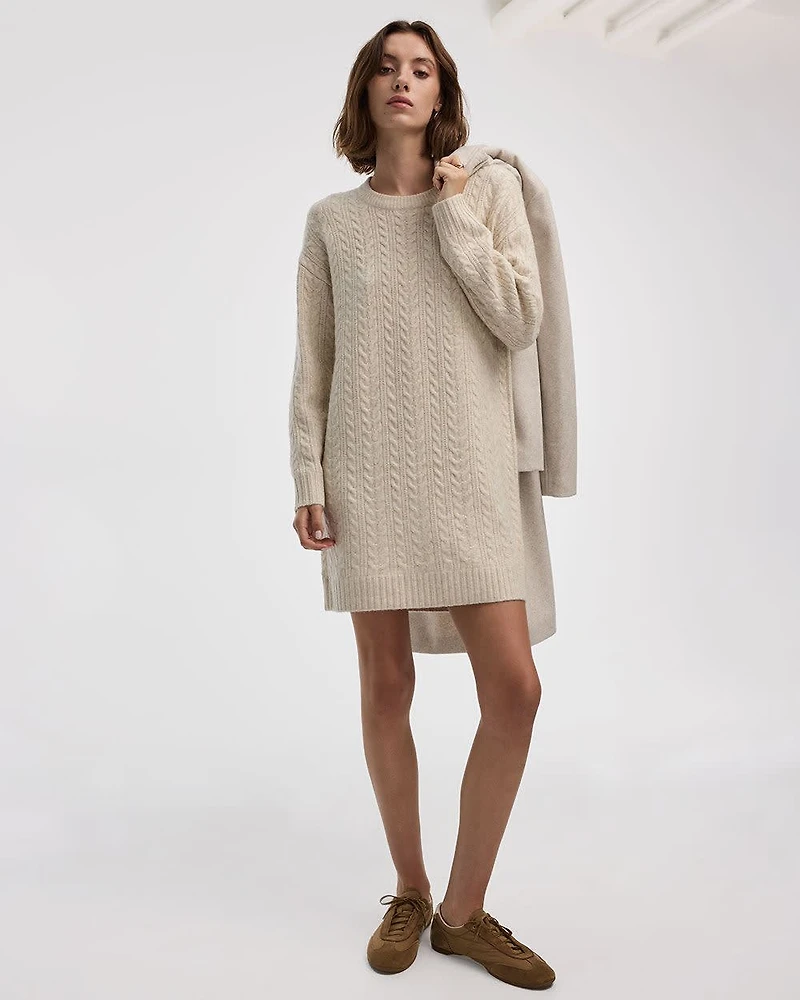 PlushSoft Crew-Neck Cable-Knit Dress