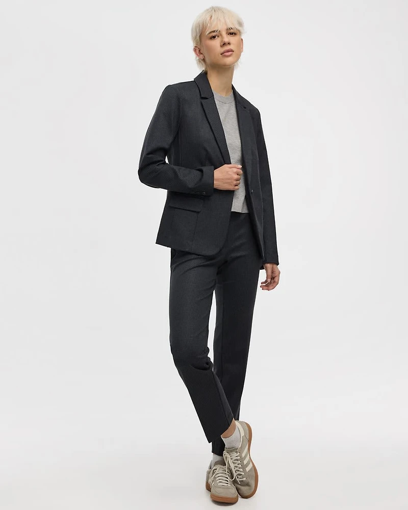 Straight-Leg High-Rise Houndstooth Pants