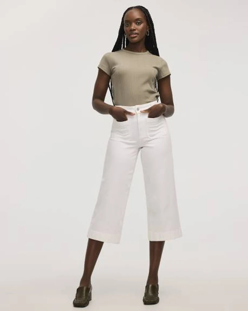 Wide-Leg High-Rise Cropped Jeans
