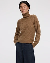Long-Balloon-Sleeve Mock-Neck Sweater