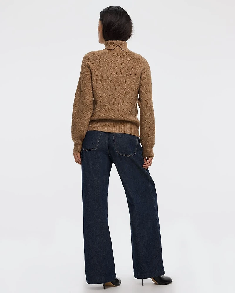 Long-Balloon-Sleeve Mock-Neck Sweater