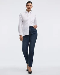 Jean taille haute à jambe étroite