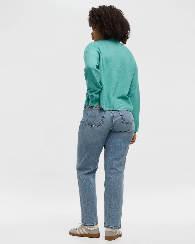 Long-Sleeve Mock-Neck Loose Pullover