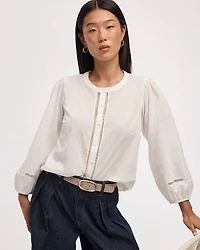 Blouse with Fagoted Details