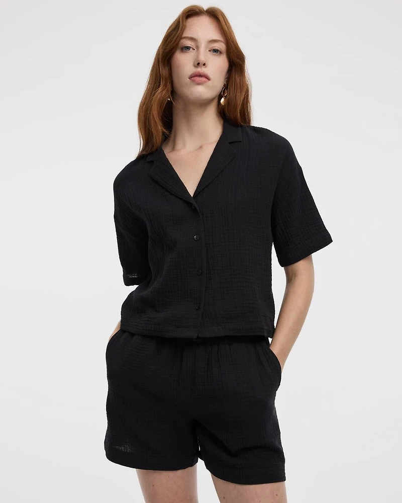 Waffled Short-Sleeve Shirt