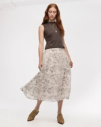 Pleated-Chiffon Midi Skirt