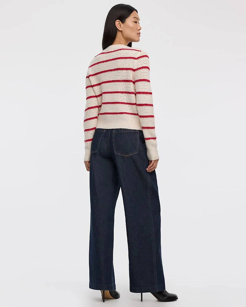 Long-Sleeve Crew-Neck Fitted Cardigan