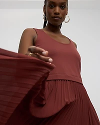 Robe midi bimatière sans manches