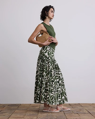 Jupe maxi en mélange de lin