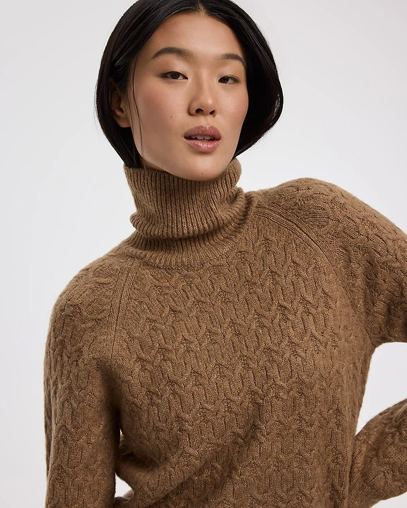 Long-Balloon-Sleeve Mock-Neck Sweater