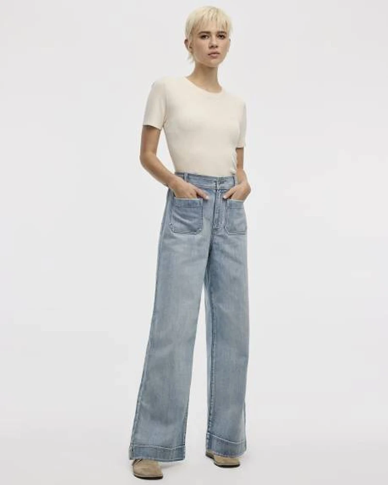 Wide-Leg High-Rise Jean with Patch Pockets