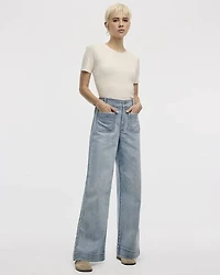 Wide-Leg High-Rise Jean with Patch Pockets