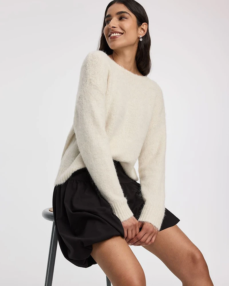 Long-Sleeve Crew-Neck Pullover with Bow