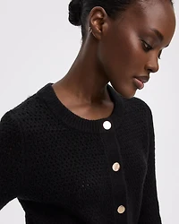 Long-Sleeve Crew-Neck Fitted Cardigan