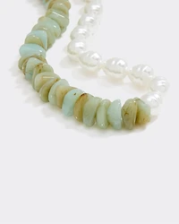 Pearl and Resin Stone Short Necklace
