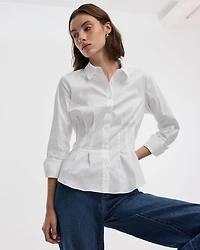 Long-Sleeve Cinched Poplin Shirt