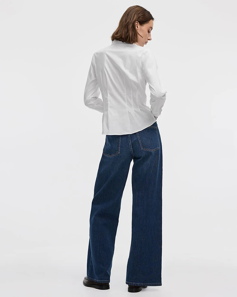 Long-Sleeve Cinched Poplin Shirt