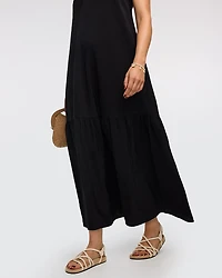 Robe maxi sans manches à bretelles contrastées