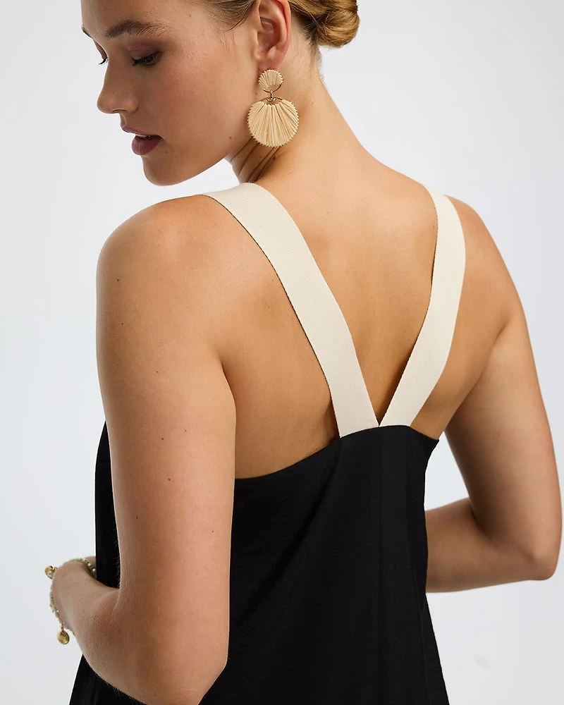 Robe maxi sans manches à bretelles contrastées