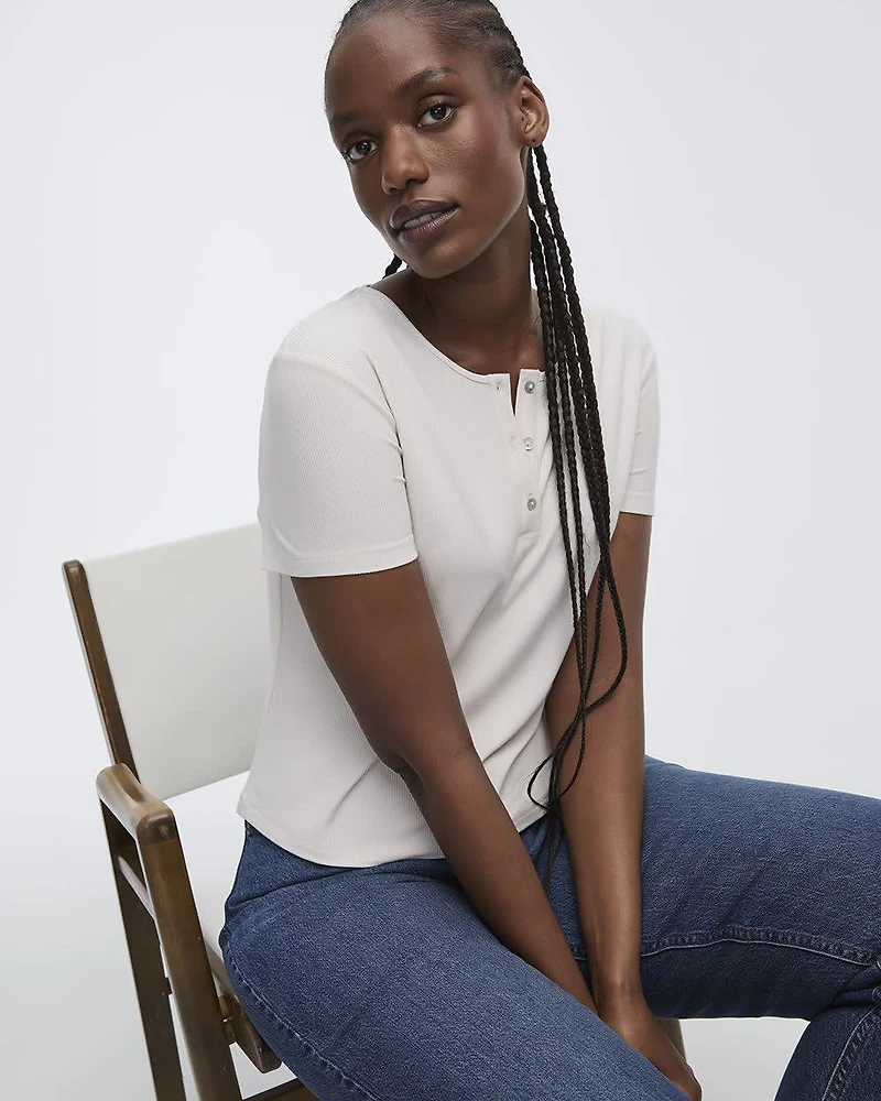 Ribbed Henley T-Shirt