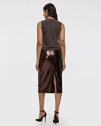 Jupe droite midi à paillettes