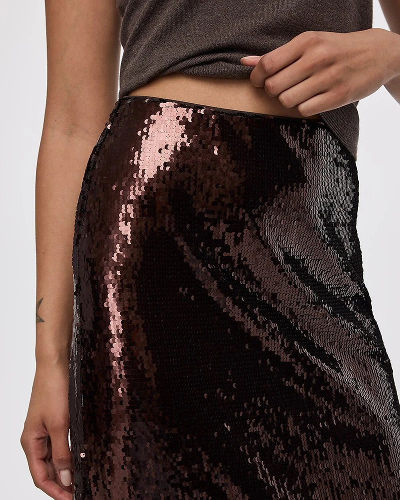 Jupe droite midi à paillettes