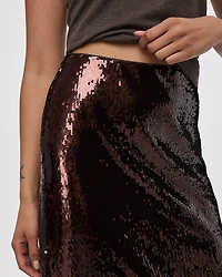 Jupe droite midi à paillettes