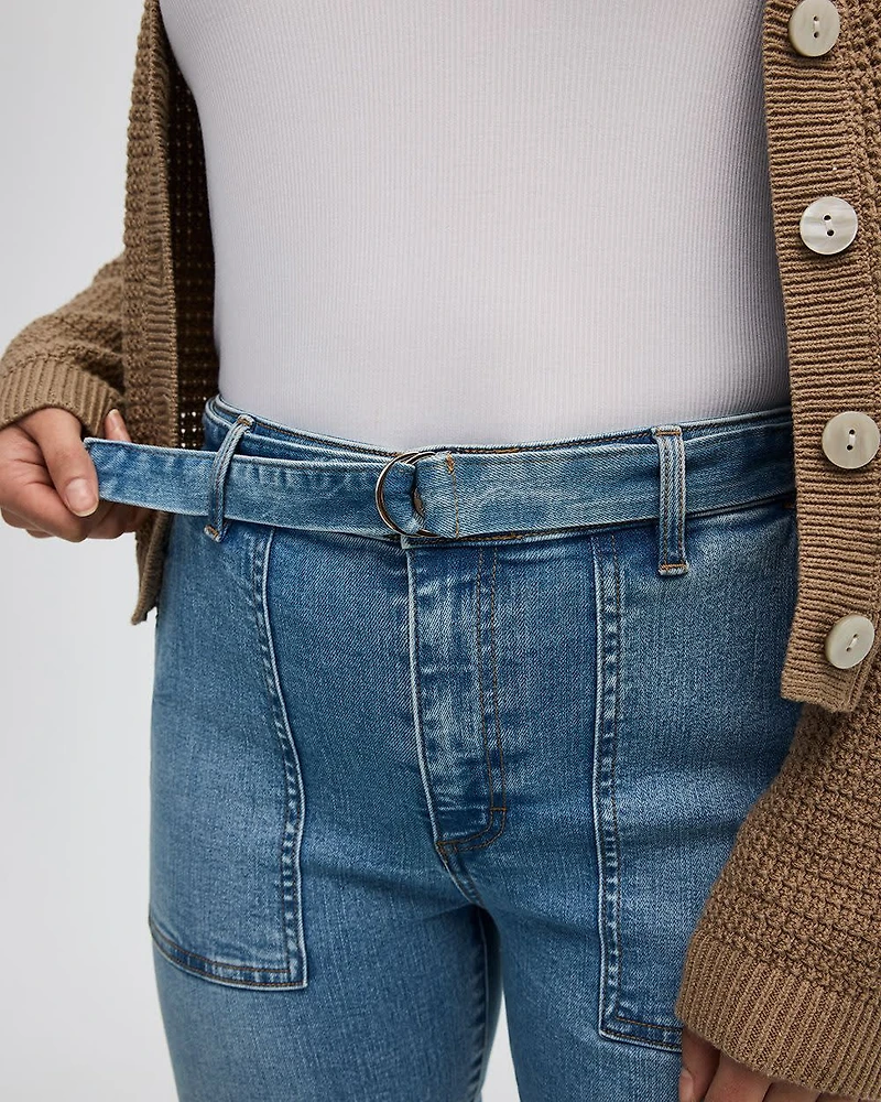 Slim-Leg High-Rise Belted Jean