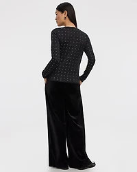 Long-Sleeve Crew-Neck Studded Top