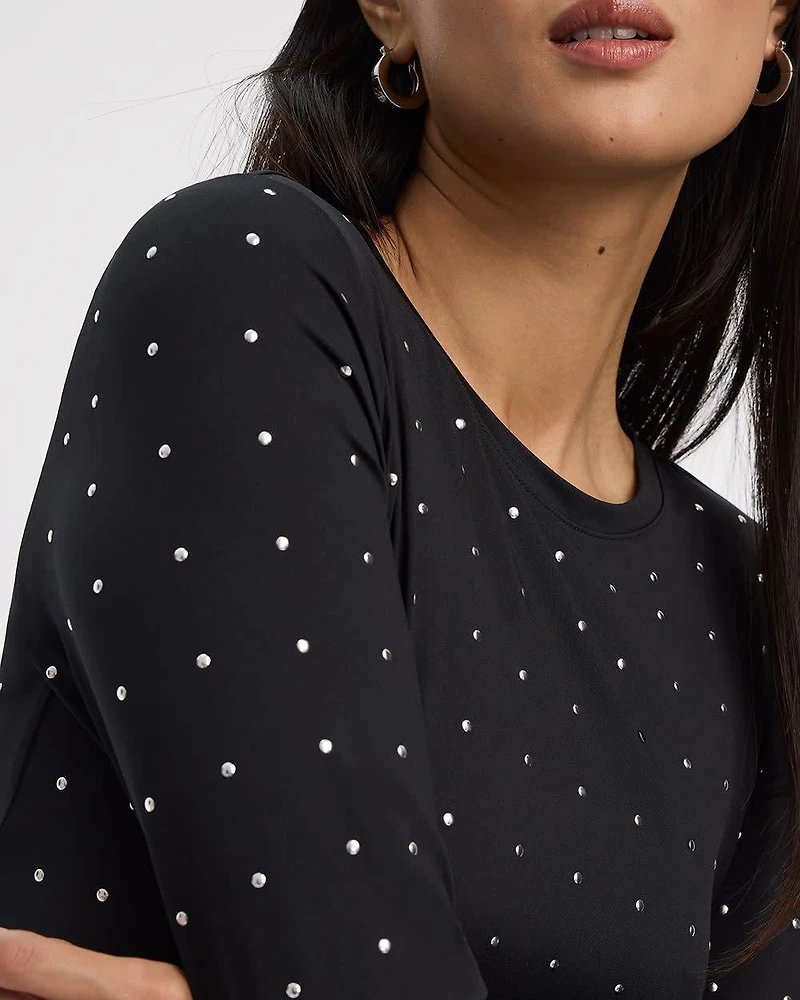 Long-Sleeve Crew-Neck Studded Top