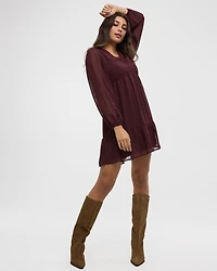 Long-Sleeve V-Neck Empire-Cut Dress
