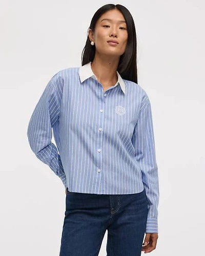 Striped Long-Sleeve Shirt with Crest