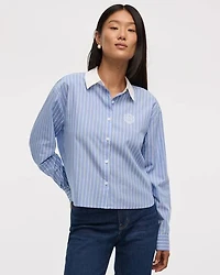 Striped Long-Sleeve Shirt with Crest