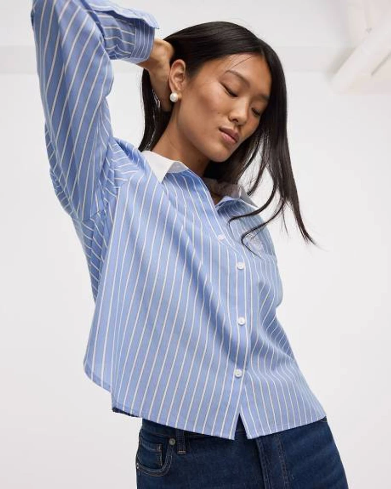 Striped Long-Sleeve Shirt with Crest