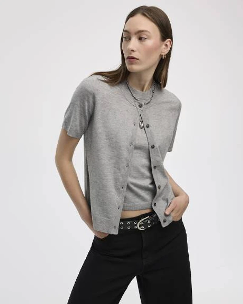 Cardigan boutonné à manches courtes