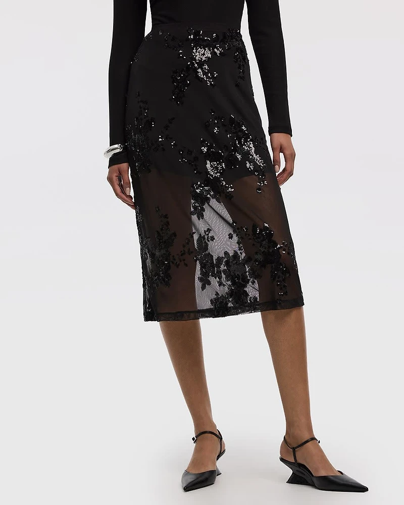 Midi Column Sequins Skirt