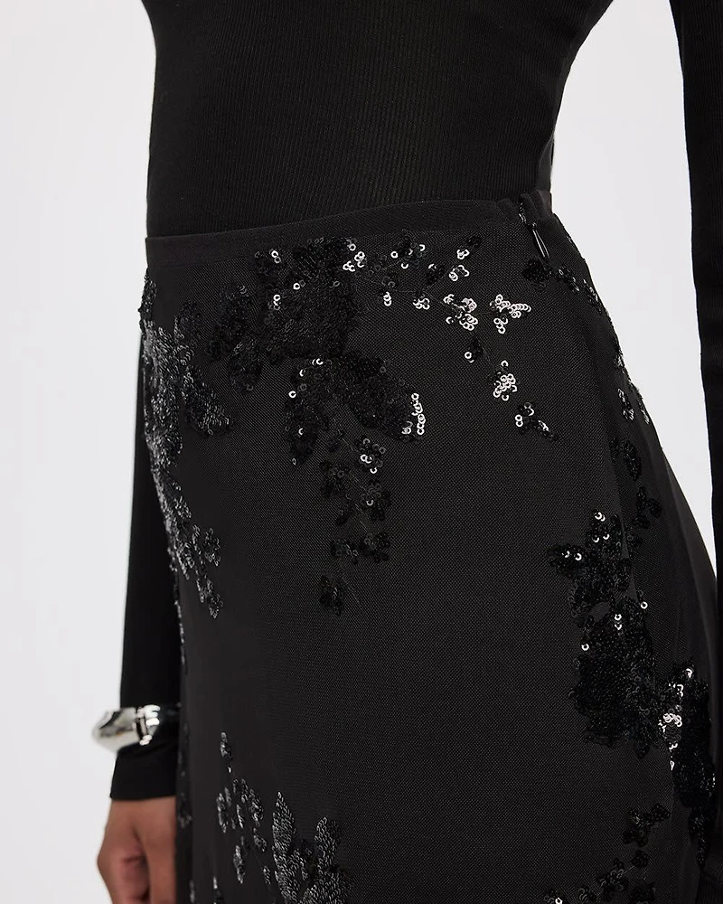 Midi Column Sequins Skirt