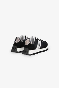 Black Running Shoes With Snake-Print Detail